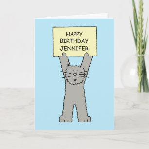 Tarjeta Feliz cumpleaños Jennifer Personalizado Cat