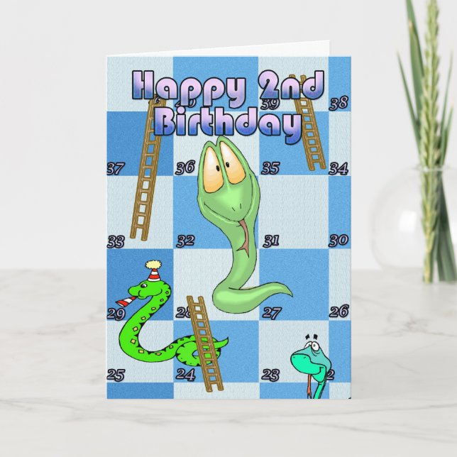 Tarjeta Feliz cumpleaños, juego de serpientes y escaleras (Anverso)