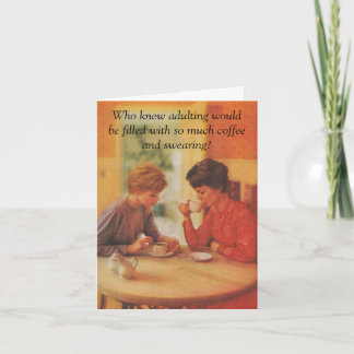 Tarjeta Feliz cumpleaños. Jurando de Amigo del Café.