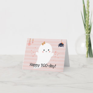 Tarjeta Feliz cumpleaños Kawaii Fantasma Rosa Halloween