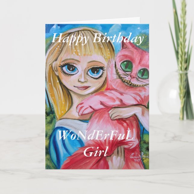 Tarjeta Feliz cumpleaños, la Chica WoNetFuL Alice en el pa (Anverso)