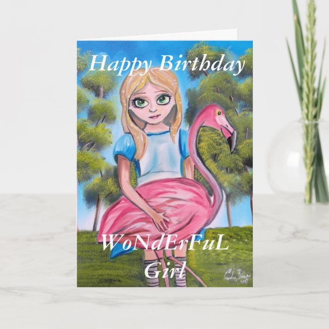 Tarjeta Feliz cumpleaños, la Chica WoNetFuL Alice en el pa (Anverso)