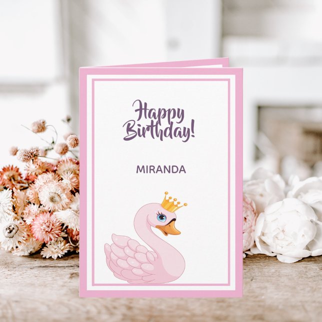 Tarjeta Feliz cumpleaños, la princesa rosa ciega en blanco (Subido por el creador)