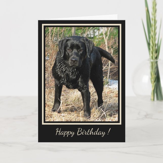 Tarjeta Feliz cumpleaños Labrador negro - Perro de caza de (Anverso)
