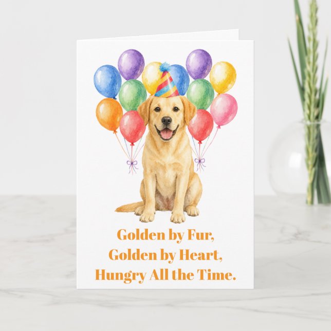 Tarjeta Feliz Cumpleaños Labrador Perro Fiesta de Mascotas (Anverso)