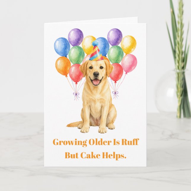 Tarjeta Feliz Cumpleaños Labrador Perro Fiesta de Mascotas (Anverso)