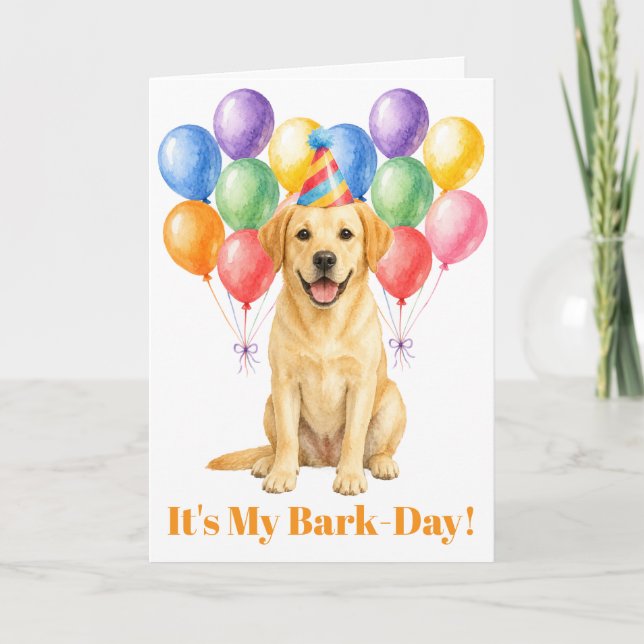 Tarjeta Feliz Cumpleaños Labrador Perro Fiesta de Mascotas (Anverso)