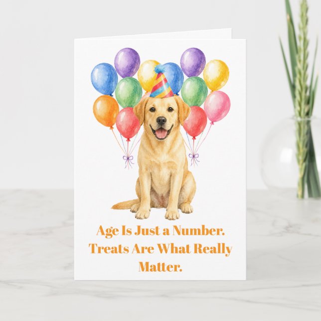 Tarjeta Feliz Cumpleaños Labrador Perro Fiesta de Mascotas (Anverso)