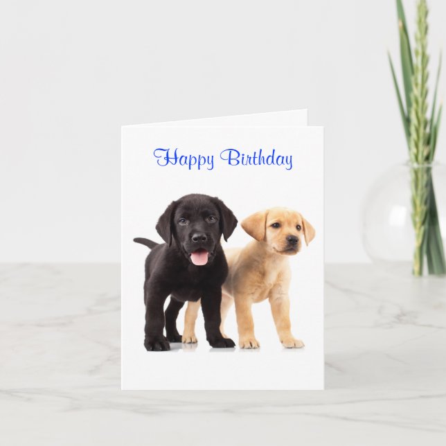 Tarjeta Feliz cumpleaños Labrador Recuperador de Puppies T (Anverso)