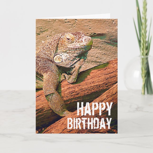 Tarjeta Feliz cumpleaños - lagarto de salón perezoso (Anverso)