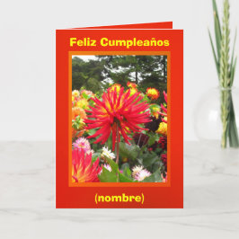 Tarjeta Feliz cumpleaños - Las Dalias Rojas y Amarillas