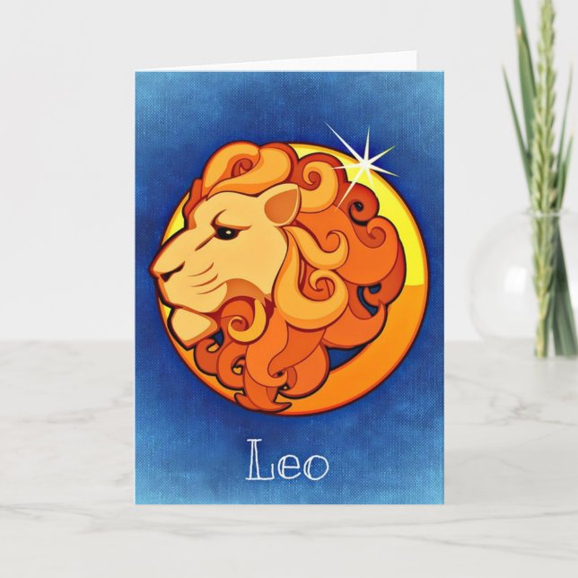 Tarjeta Feliz cumpleaños Leo Zodiac Horoscope Agosto (Anverso)