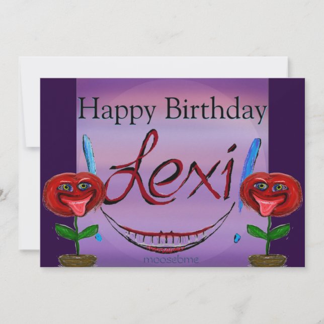 Tarjeta ¡Feliz cumpleaños Lexi! Flores (Anverso)