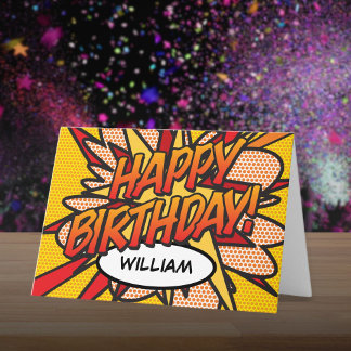 Tarjeta FELIZ CUMPLEAÑOS Libro de Cómic Divertido y Genial