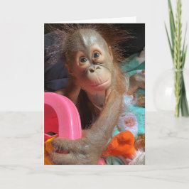 Tarjeta Feliz cumpleaños lindo bebé Orangutan