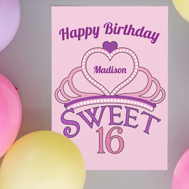 Tarjeta Feliz cumpleaños lindo dulce personalizado diecisé (Subido por el creador)