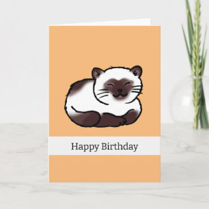 Tarjeta Feliz cumpleaños (lindo gato siamés)
