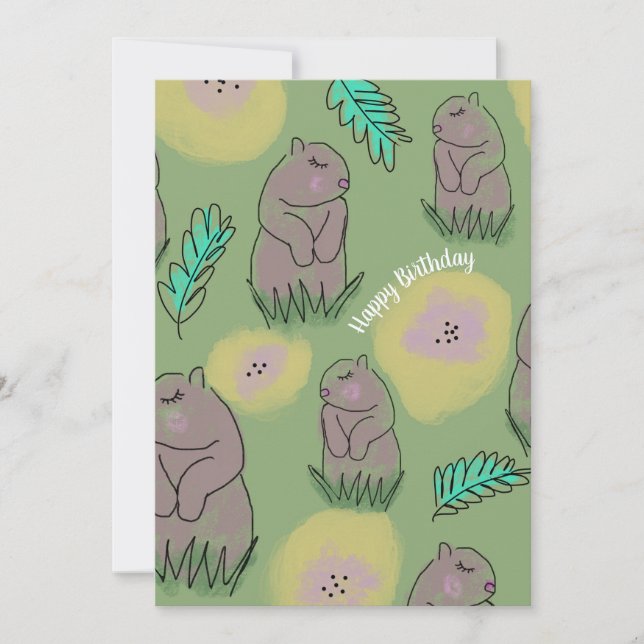 Tarjeta Feliz Cumpleaños Lindo Marmota (Anverso)