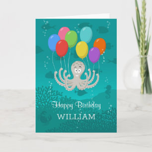 Tarjeta Feliz cumpleaños lindo y gracioso globos Personali
