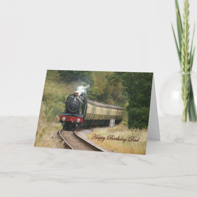 Tarjeta Feliz cumpleaños, Locomotora de vapor para papá (Anverso)