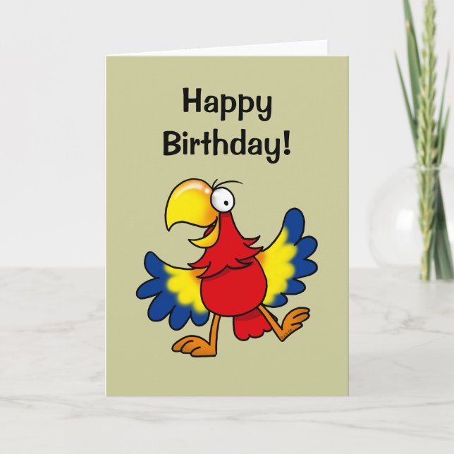 Tarjeta Feliz cumpleaños (loro lindo) (Anverso)