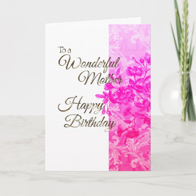 Tarjeta Feliz cumpleaños madre (rosa) (Anverso)