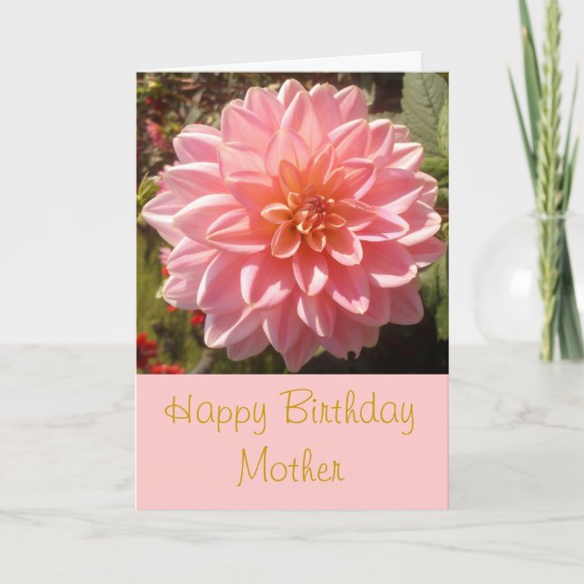 Tarjeta Feliz cumpleaños, madre rosa Dahlia personalizada (Anverso)