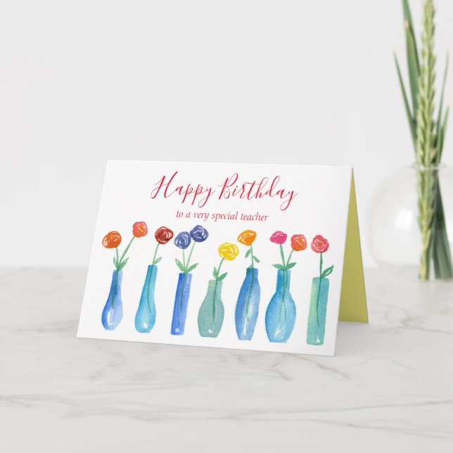 Tarjeta Feliz cumpleaños maestro Rosa Flor Bouquet (Anverso)