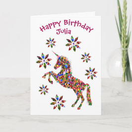 Tarjeta Feliz cumpleaños mágico, unicornio, Personalizado 