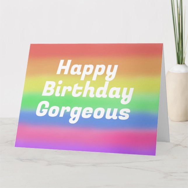 Tarjeta Feliz cumpleaños, magnífica carta de arco iris (Anverso)