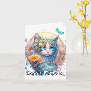 Tarjeta Feliz cumpleaños Majestic Kitty Cat Design