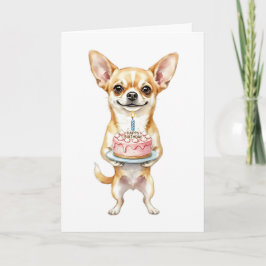 Tarjeta Feliz Cumpleaños Mamá Chihuahua Perro Lindo Sosten