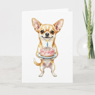 Tarjeta Feliz Cumpleaños Mamá Chihuahua Perro Lindo Sosten