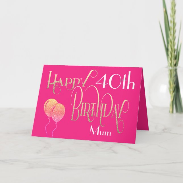 Tarjeta Feliz cumpleaños mamá Cualquier edad y nombre oro  (Anverso)