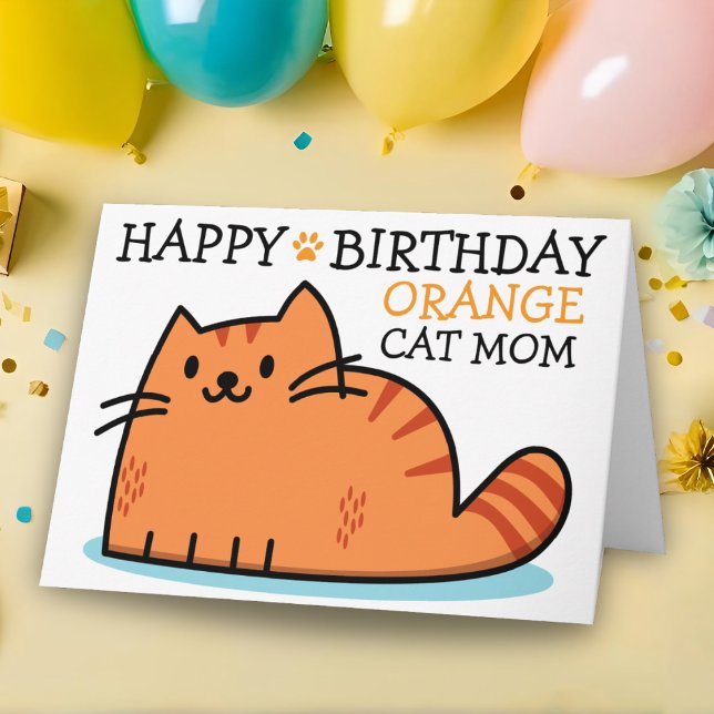 Tarjeta Feliz Cumpleaños Mamá de Gato Naranja (Subido por el creador)