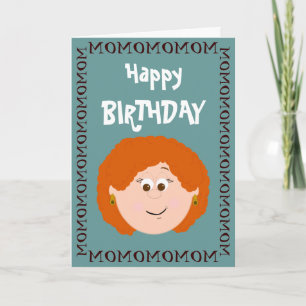 Tarjeta Feliz cumpleaños, mamá del pelo rojo (hijo)
