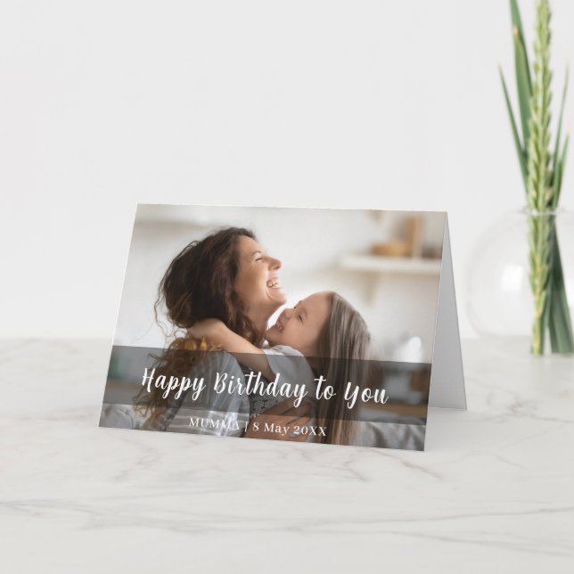 Tarjeta Feliz Cumpleaños Mamá Diseño Moderno de Letra (Anverso)