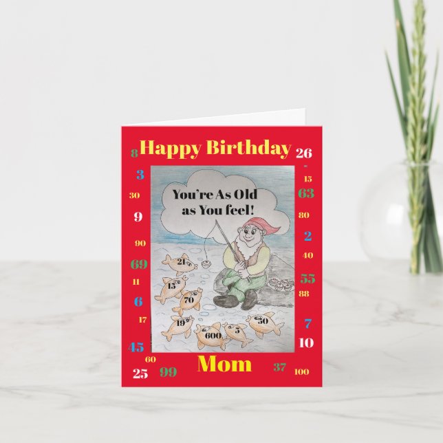Tarjeta Feliz cumpleaños, mamá - eres tan viejo como te si (Anverso)