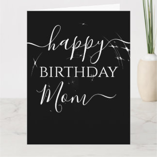 Tarjeta Feliz Cumpleaños Mamá Estrellas en Negro Personali