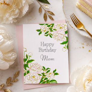 Tarjeta Feliz Cumpleaños Mamá Flor Blanca