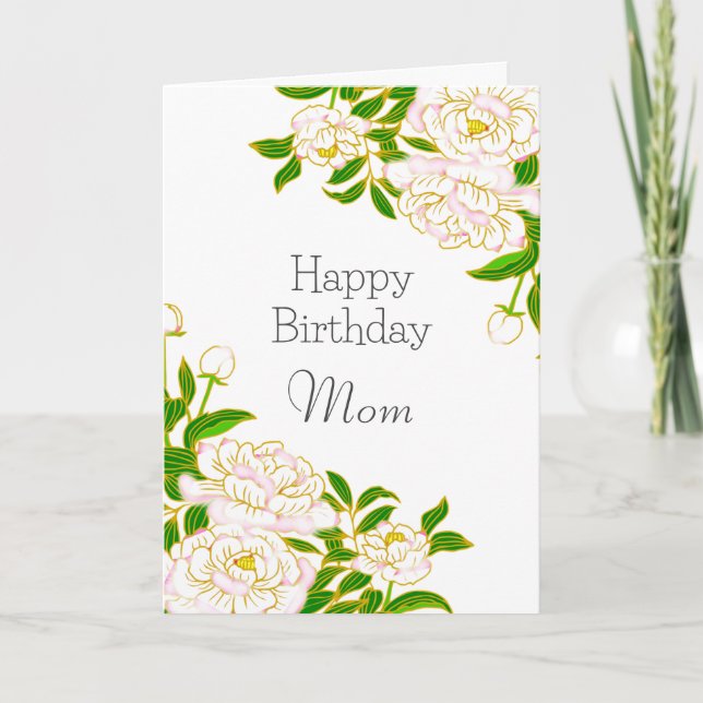Tarjeta Feliz Cumpleaños Mamá Flor Blanca (Anverso)