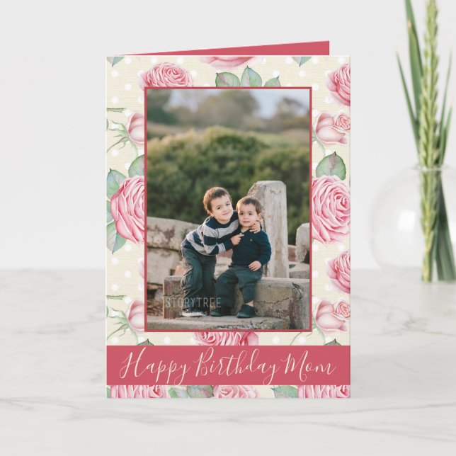 Tarjeta Feliz cumpleaños, mamá Floral (Anverso)