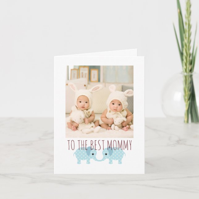 Tarjeta Feliz cumpleaños, mamá, foto de gemelos (Anverso)
