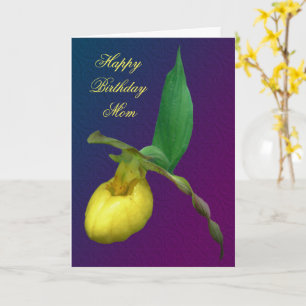 Tarjeta Feliz cumpleaños, mamá Lady Slipper Flower Card