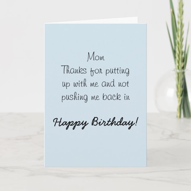Tarjeta Feliz cumpleaños mamá madre humor gracioso (Anverso)