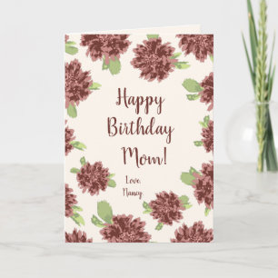 Tarjeta Feliz Cumpleaños Mamá - Marco de Daisies Rojos. Ta