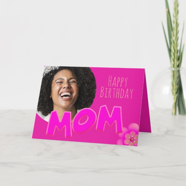 Tarjeta Feliz cumpleaños, mamá Novedad texto - foto Person (Anverso)