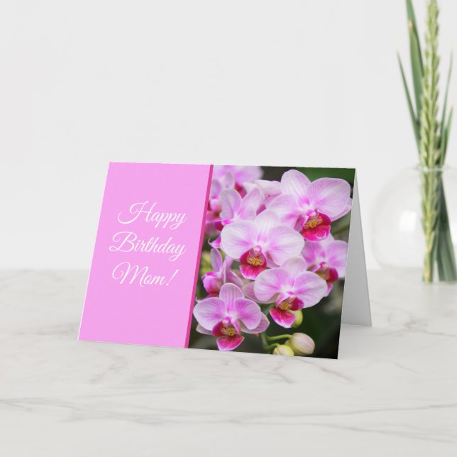 Tarjeta Feliz Cumpleaños Mamá! Orquídeas Rosadas (Anverso)