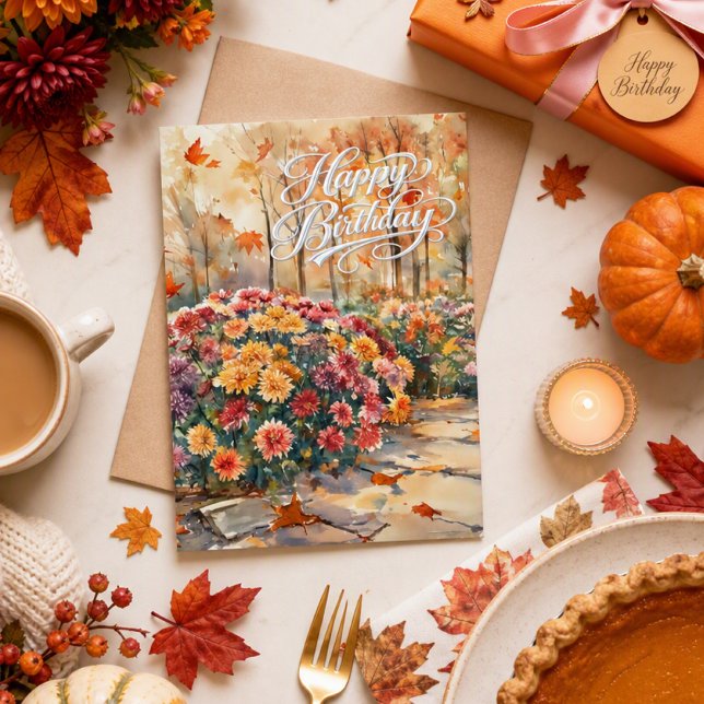 Tarjeta Feliz Cumpleaños Mamá Otoño Flores de Mamá  (Subido por el creador)