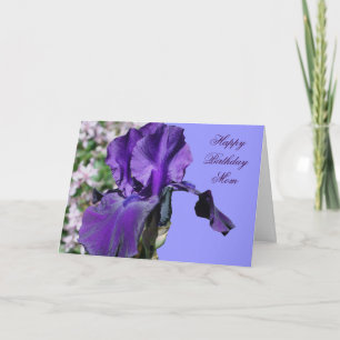Tarjeta Feliz cumpleaños mamá Purple Iris Flower Photo Car